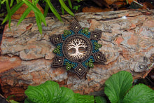 Load image into Gallery viewer, Hand-cut Tree of Life Coin Macrame Mandala Pendant