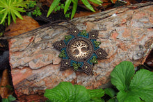 Load image into Gallery viewer, Hand-cut Tree of Life Coin Macrame Mandala Pendant