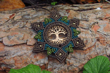 Load image into Gallery viewer, Hand-cut Tree of Life Coin Macrame Mandala Pendant