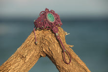 Load image into Gallery viewer, Handmade Macrame Amazonite Gemstone Cabochon Mermaid Ring Hand Chain Bracelet