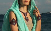 Load image into Gallery viewer, Handmade Macrame Amazonite Gemstone Sea Priestess Armlet Body Jewellery