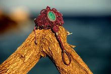 Load image into Gallery viewer, Handmade Amazonite Gemstone Macrame Sea Priestess Mermaid Necklace Armlet and Ring Bracelet Set