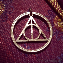 Load image into Gallery viewer, Happy Potter, Deathly Hallows, Hand Cut Coin.