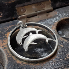 Load image into Gallery viewer, Icelandic Five Kroner, Hand Cut Coin Dolphin.