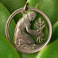 Load image into Gallery viewer, German 50 Pfennig, Hand Cut Coin.
