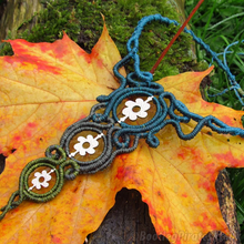 Load image into Gallery viewer, Handmade Triple Danish Handcut Coins Forest Geometrical Macrame Statement Necklace
