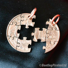 Load image into Gallery viewer, Puzzle Hand Cut Coin: Two Part Friendship Pendant.