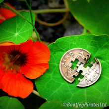 Load image into Gallery viewer, Puzzle Hand Cut Coin: Two Part Friendship Pendant.