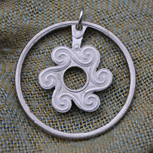 Load image into Gallery viewer, Danish Kroner, Hand Cut Coin Pendant.