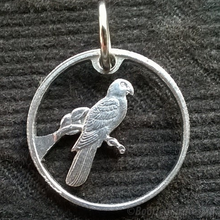 Load image into Gallery viewer, Black Parrot, Hand Cut Coin.