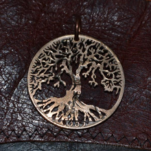 Load image into Gallery viewer, Tree of Life, Hand Cut Coin Pendant.