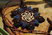 Load image into Gallery viewer, Handcut Twirly Seed of Life Coin Macrame Mandala Pendant