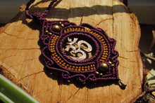 Load image into Gallery viewer, Handcut Om Coin Macrame Pendant