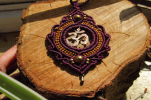 Load image into Gallery viewer, Handcut Om Coin Macrame Pendant