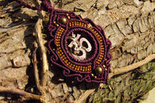 Load image into Gallery viewer, Handcut Om Coin Macrame Pendant