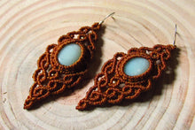 Load image into Gallery viewer, Handmade Boho Healing Gemstone Macrame Dangle Sterling Silver Earrings