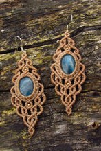 Load image into Gallery viewer, Handmade Boho Healing Gemstone Macrame Dangle Sterling Silver Earrings
