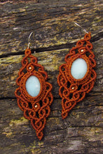 Load image into Gallery viewer, Handmade Boho Healing Gemstone Macrame Dangle Sterling Silver Earrings