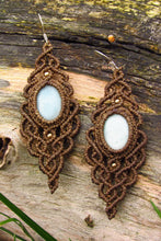 Load image into Gallery viewer, Handmade Boho Healing Gemstone Macrame Dangle Sterling Silver Earrings