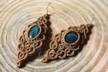 Load image into Gallery viewer, Handmade Boho Healing Gemstone Macrame Dangle Sterling Silver Earrings