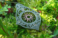 Load image into Gallery viewer, Sun Handcut Coin Design Adjustable Macrame Pendant