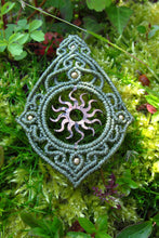 Load image into Gallery viewer, Sun Handcut Coin Design Adjustable Macrame Pendant