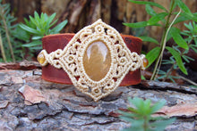 Load image into Gallery viewer, &quot;VENUS&quot; Yellow Aventurine Gemstone Leather &amp; Macrame Cuff Bracelet
