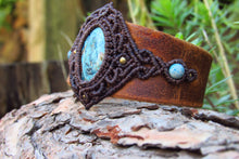 Load image into Gallery viewer, &quot;HECATE&quot; Azurite-Shattuckite Crystal Leather &amp; Macrame Cuff Bracelet
