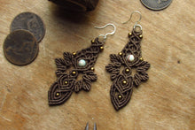 Load image into Gallery viewer, Imperial Jasper Bead Brown Macrame Sterling Silver Earrings
