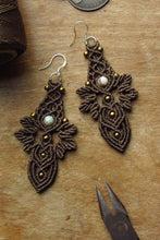 Load image into Gallery viewer, Imperial Jasper Bead Brown Macrame Sterling Silver Earrings
