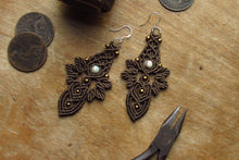 Load image into Gallery viewer, Imperial Jasper Bead Brown Macrame Sterling Silver Earrings
