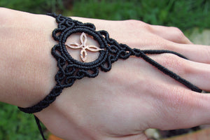 Handmade Handcut Coin Celtic Knot Design Macrame Slave Bracelet