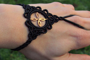 Handmade Handcut Coin Celtic Knot Design Macrame Slave Bracelet