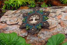 Load image into Gallery viewer, Hand-cut Tree of Life Coin Macrame Mandala Pendant
