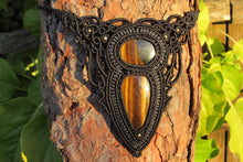 Load image into Gallery viewer, Dark Goddess Handmade Tiger's Eye Gemstone Macrame Statement Necklace

