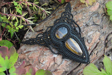 Load image into Gallery viewer, Dark Goddess Handmade Tiger's Eye Gemstone Macrame Statement Necklace
