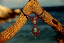 Load image into Gallery viewer, Handmade Amazonite Gemstone Macrame Sea Priestess Mermaid Necklace Armlet and Ring Bracelet Set
