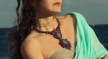 Load image into Gallery viewer, Handmade Amazonite Gemstone Macrame Sea Priestess Statement Necklace
