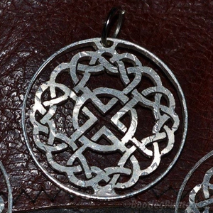 Four Hearts in a Celtic Knot, Hand Cut Coin.