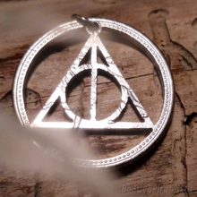 Load image into Gallery viewer, Happy Potter, Deathly Hallows, Hand Cut Coin.
