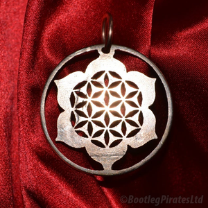 Flower of Life, Hand Cut Coin Pendant.