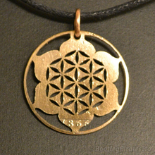 Load image into Gallery viewer, Flower of Life, Hand Cut Coin Pendant.
