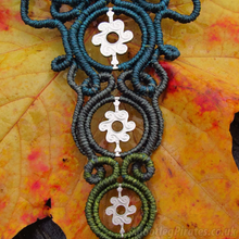Load image into Gallery viewer, Handmade Triple Danish Handcut Coins Forest Geometrical Macrame Statement Necklace
