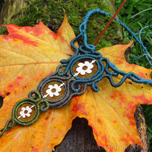 Load image into Gallery viewer, Handmade Triple Danish Handcut Coins Forest Geometrical Macrame Statement Necklace
