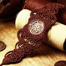 Load image into Gallery viewer, Macramé Cuff with an Inset Celtic Knot Cuff
