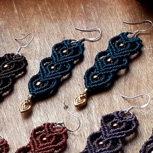 Macramé Sterling Silver Earrings - Four Colours Available