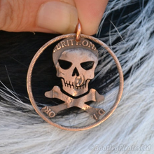 Load image into Gallery viewer, Skull and Cross Bones, Hand Cut Coin.
