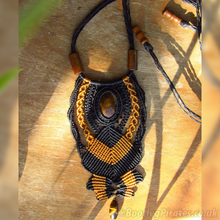 Load image into Gallery viewer, Tiger&#39;s Eye Healing Stone Ethnic pendant with Wooden and Tiger&#39;s Eye Beads
