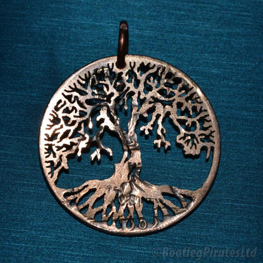 Tree of Life, Hand Cut Coin Pendant.
