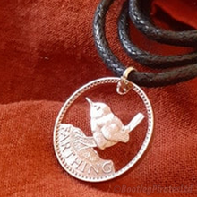 Load image into Gallery viewer, The Farthing Wren, Hand Cut Coin.
